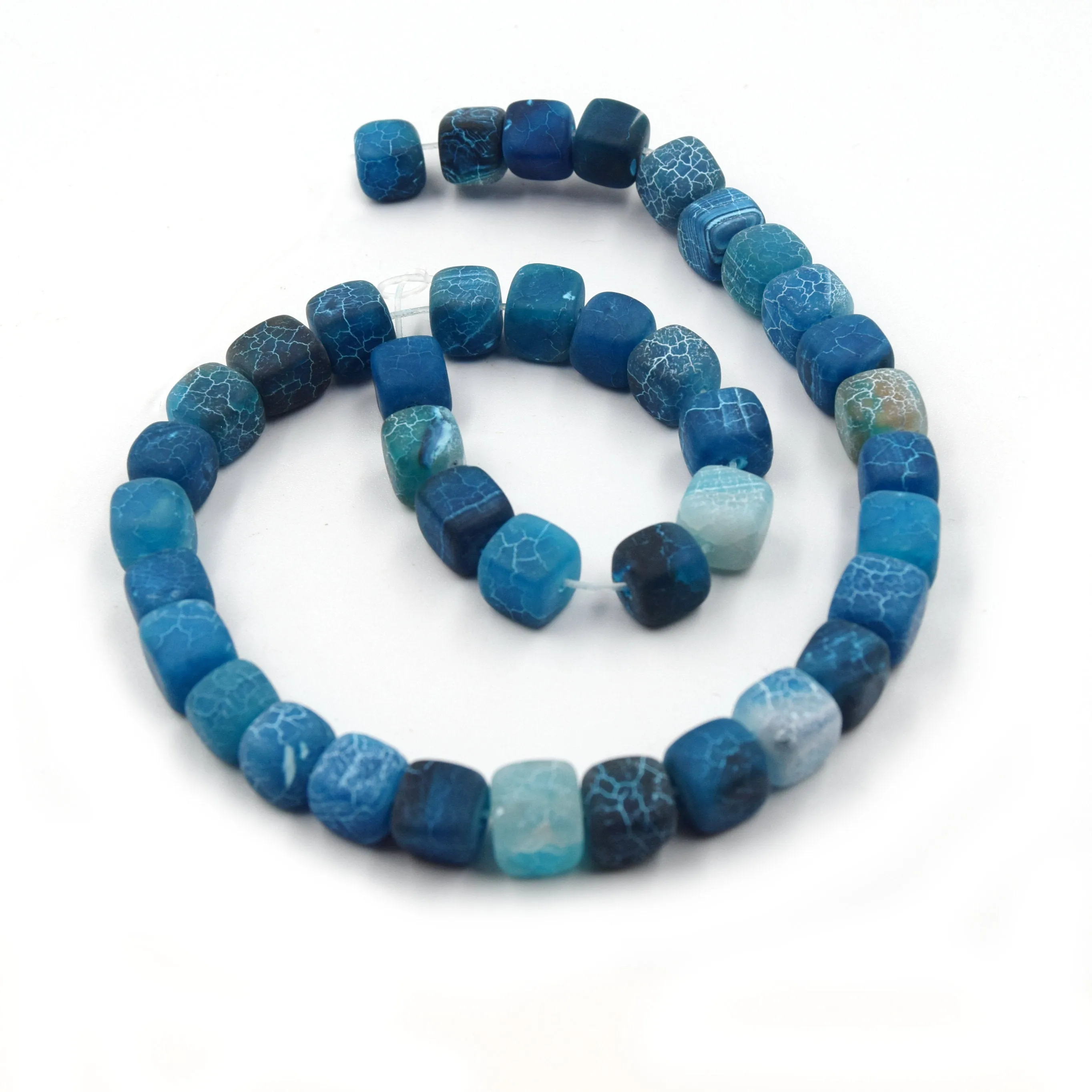 Cube Frosted Agate Beads | Dyed Matte Crackle Cube Gemstone Beads - 10mm Available - 5 Colors