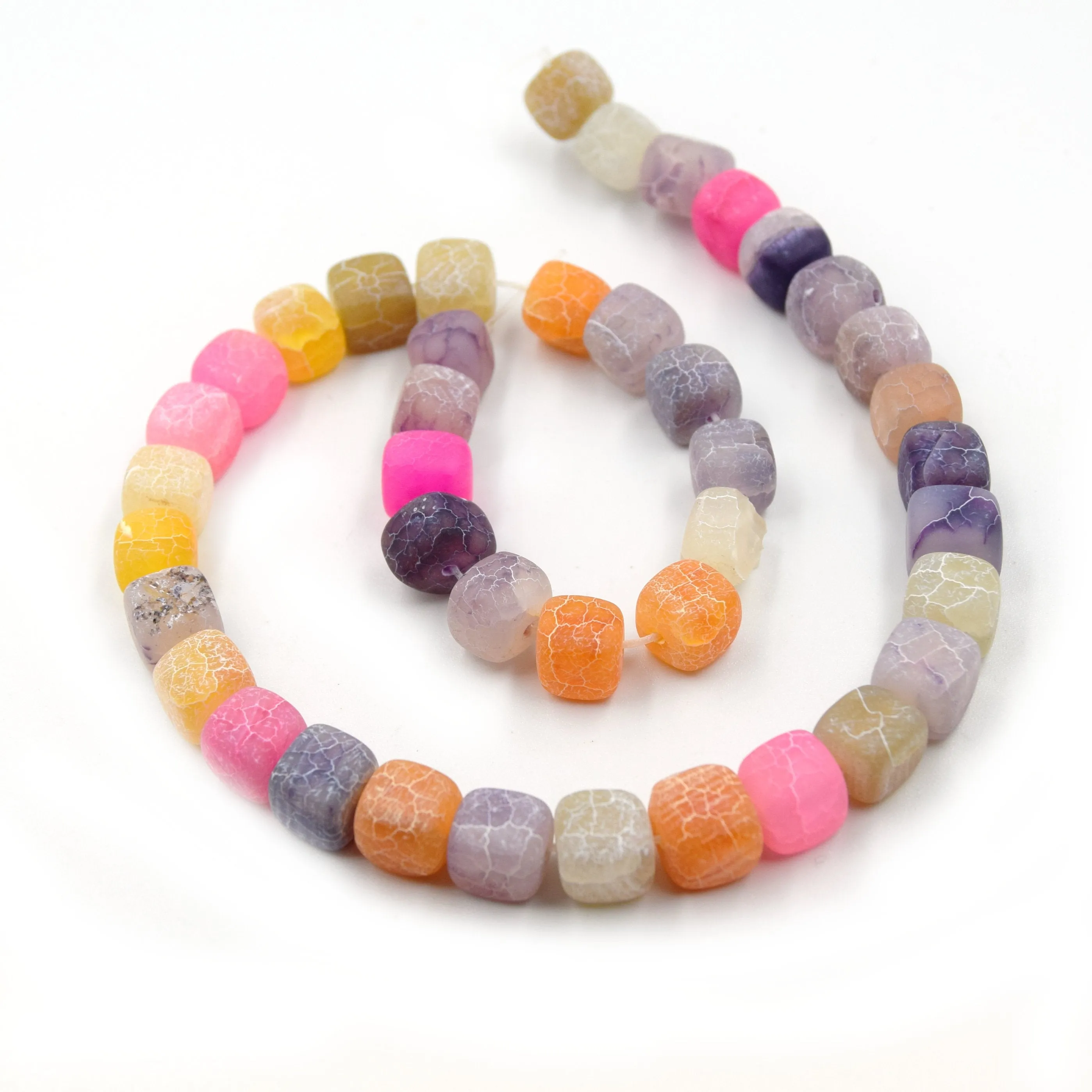 Cube Frosted Agate Beads | Dyed Matte Crackle Cube Gemstone Beads - 10mm Available - 5 Colors
