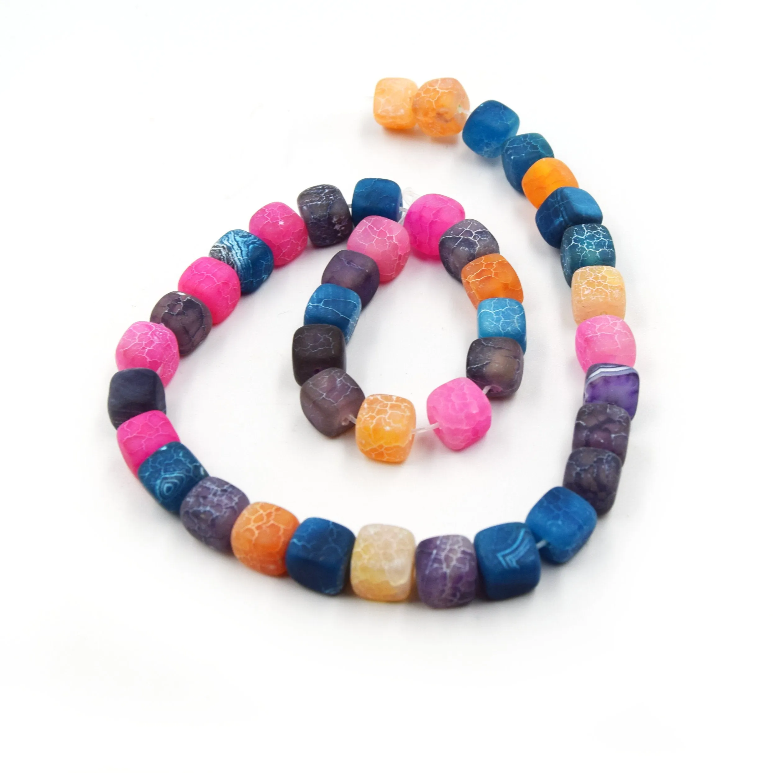 Cube Frosted Agate Beads | Dyed Matte Crackle Cube Gemstone Beads - 10mm Available - 5 Colors