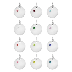 CZ Birthstone Blank 1/2" Polished Stainless Steel Round Pendant / SBB0109