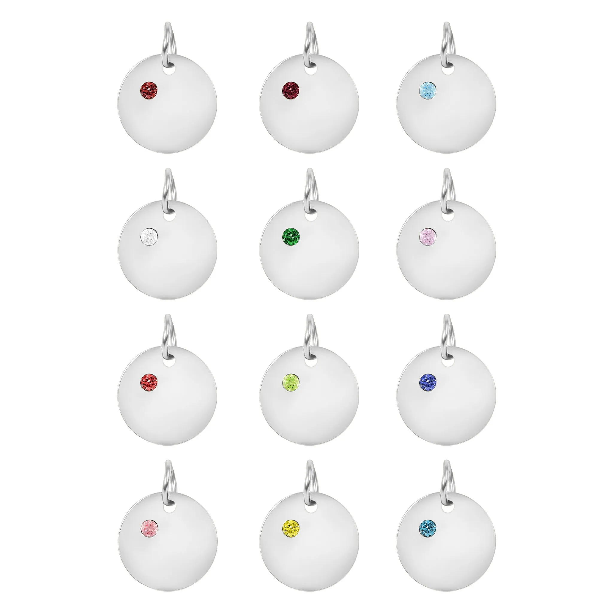 CZ Birthstone Blank 1/2" Polished Stainless Steel Round Pendant / SBB0109