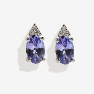 Diamond & Tanzanite Earrings | 9ct White Gold