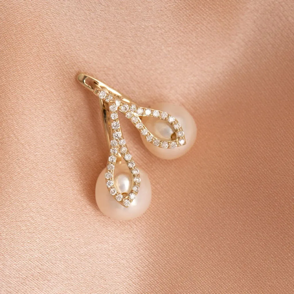 Diamond Pearl Princess Earrings | 10ct Gold