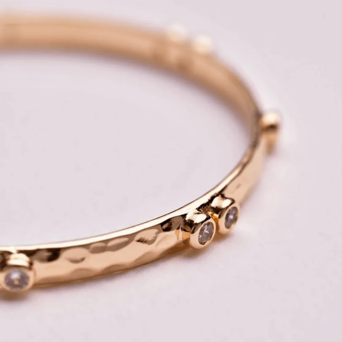 Double Crystal Bangle | Gold