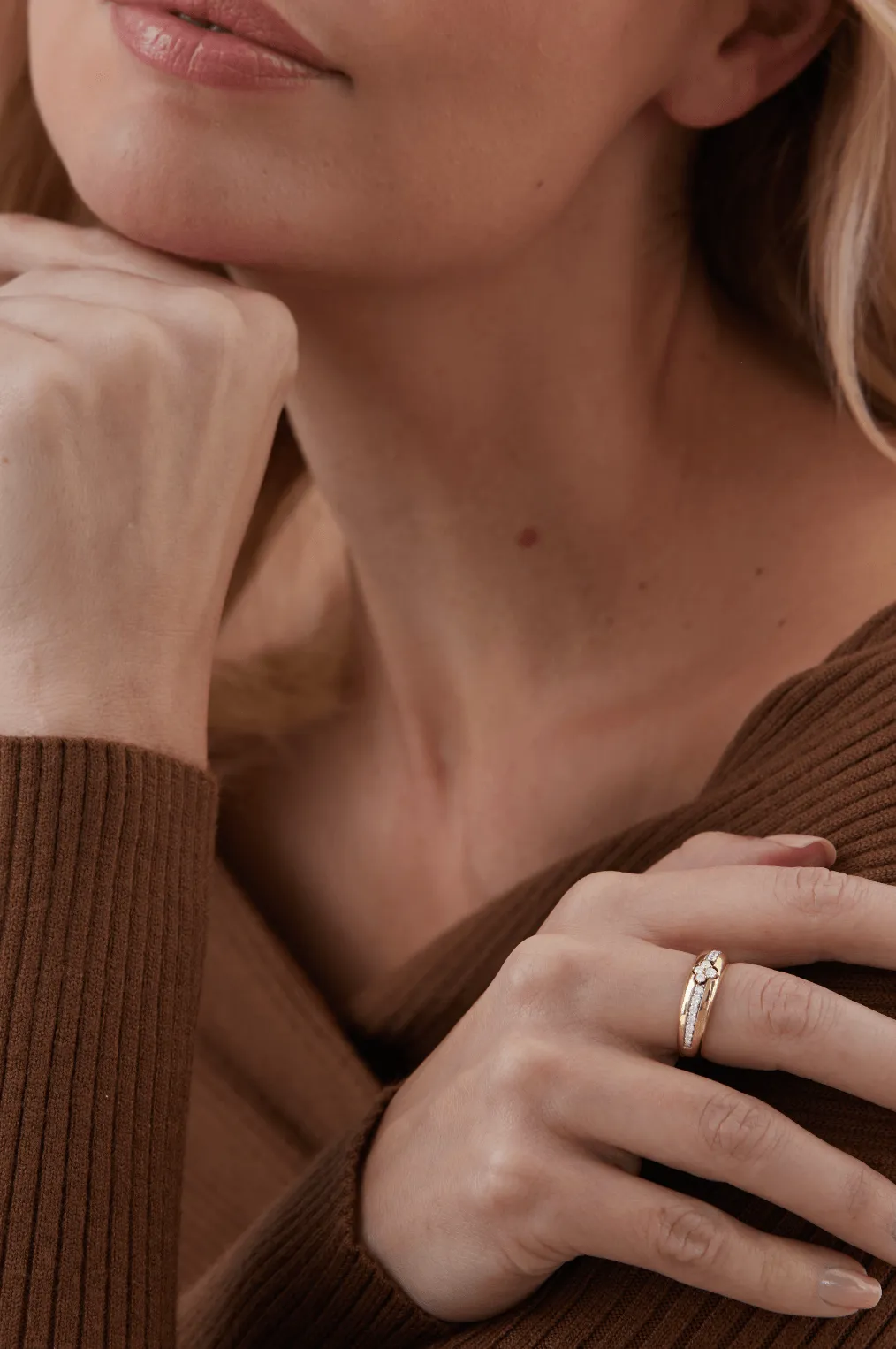 Dujour Diamond Row and Four-Cluster Gold Ring