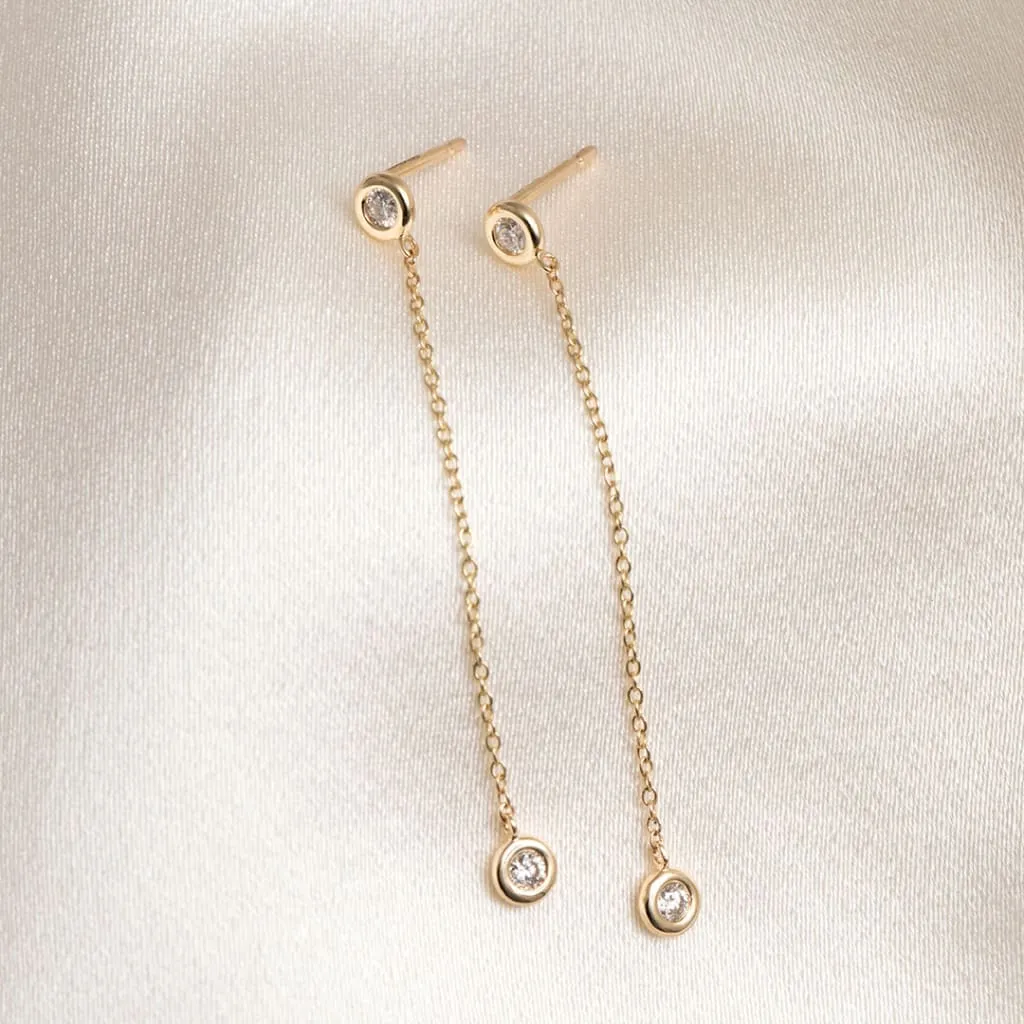 Duple Diamond Drop Earrings | 9ct Gold