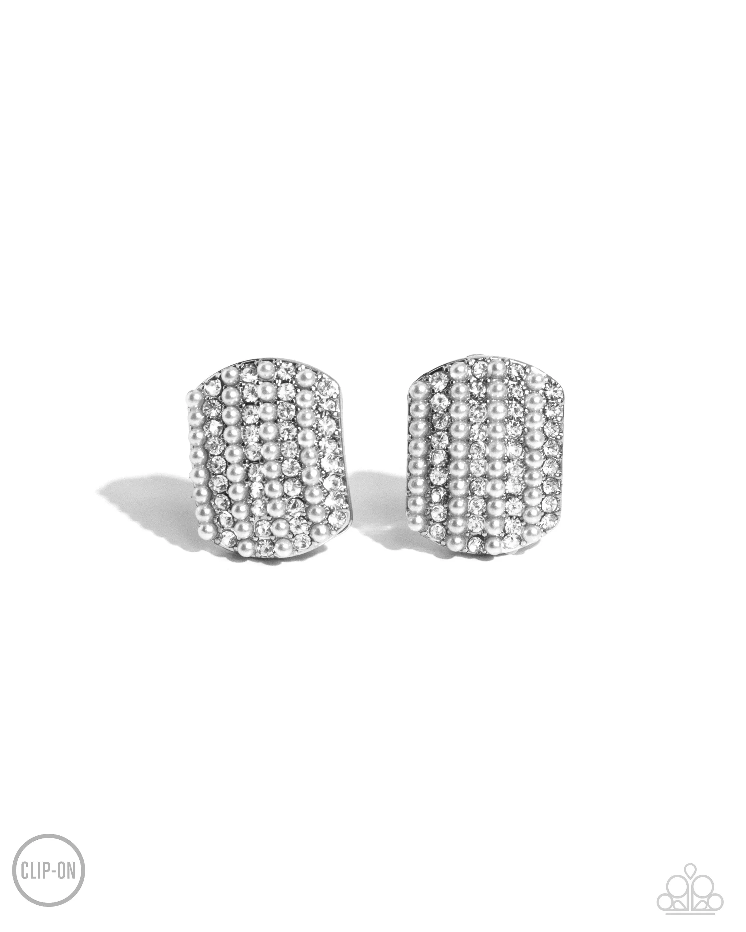 Earrings Glittering Generosity - White CLIP ON
