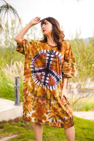 Earthy Peace Hand Dyed Boho Cotton Dress with Pockets