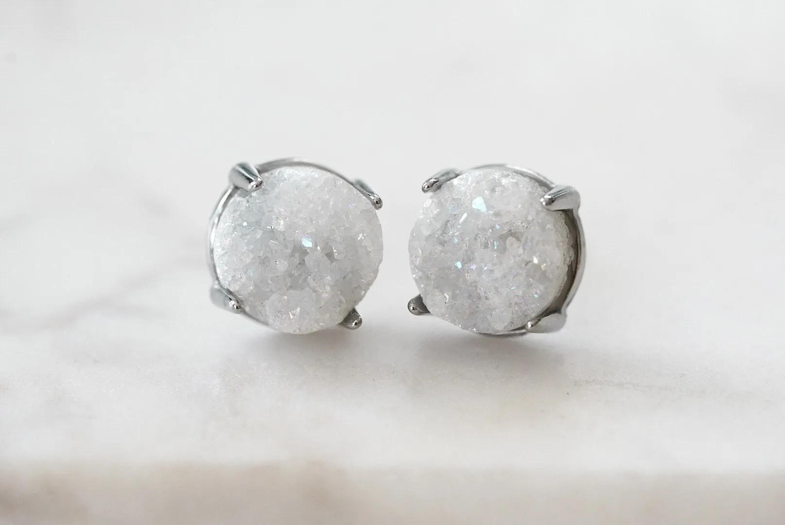 Eden Collection - Silver Pearl Quartz Stud Earrings