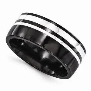 Edward Mirell Black Ti & Sterling Silver Ring - 9mm