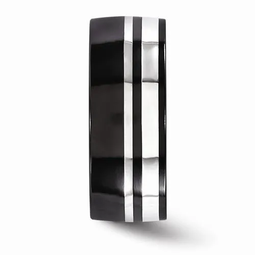 Edward Mirell Black Ti & Sterling Silver Ring - 9mm