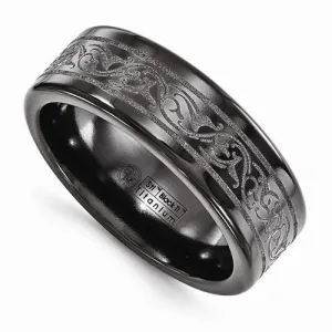 Edward Mirell Titanium Black Ti Laser Ring - 8mm