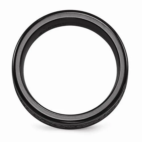 Edward Mirell Titanium Black Ti Laser Ring - 8mm