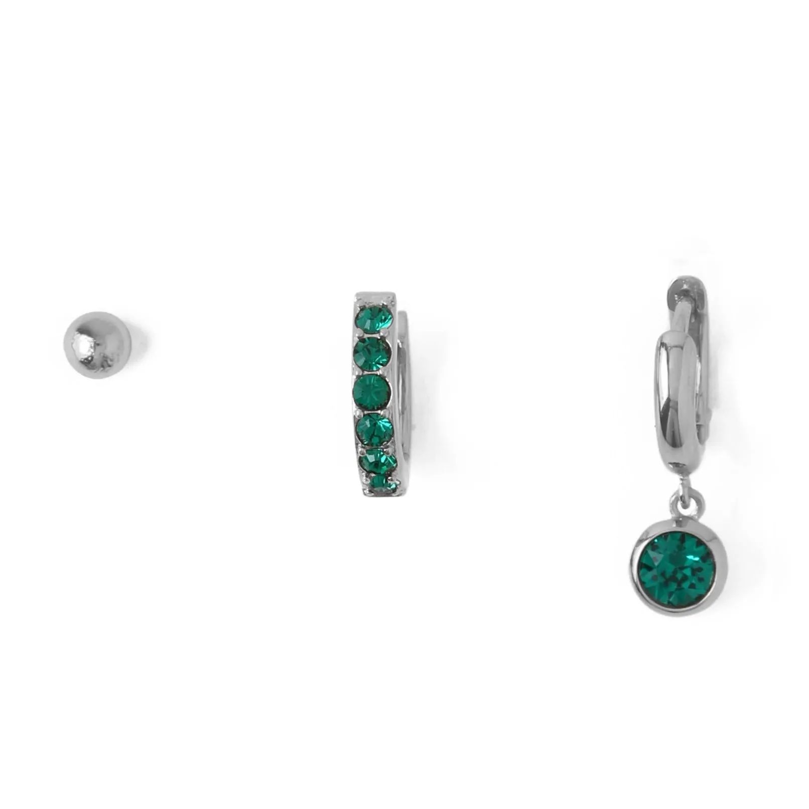 Emerald Ear Party Made With Swarovski Crystals - Silver