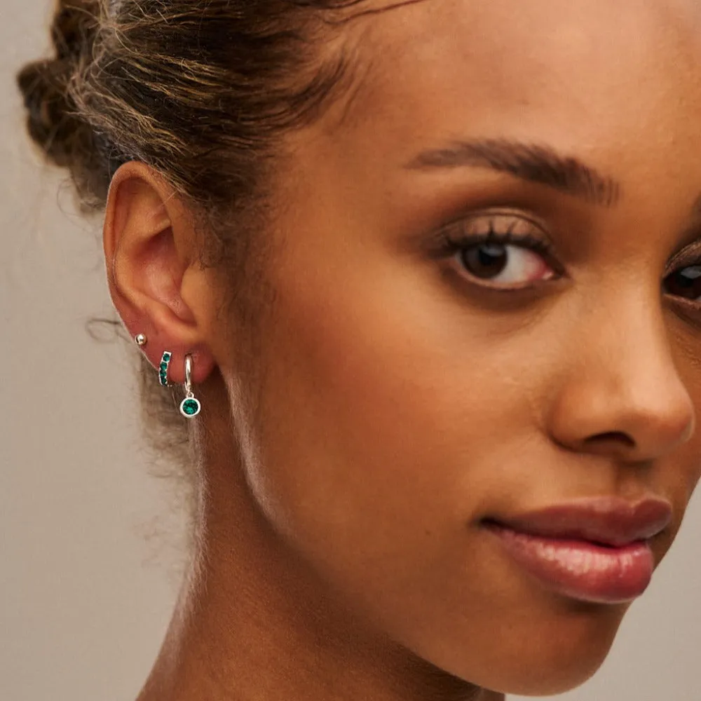 Emerald Ear Party Made With Swarovski Crystals - Silver
