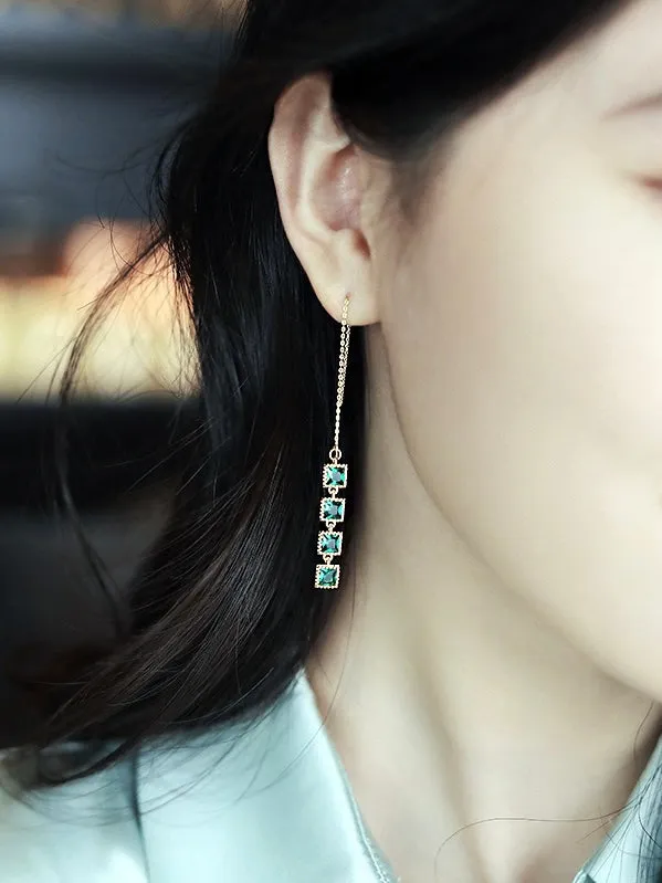 Emerald Tassel Earrings