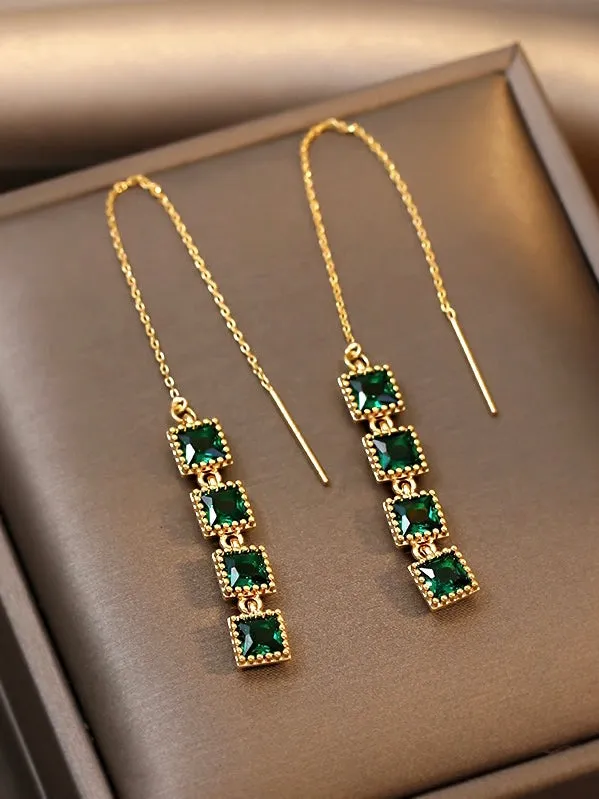 Emerald Tassel Earrings