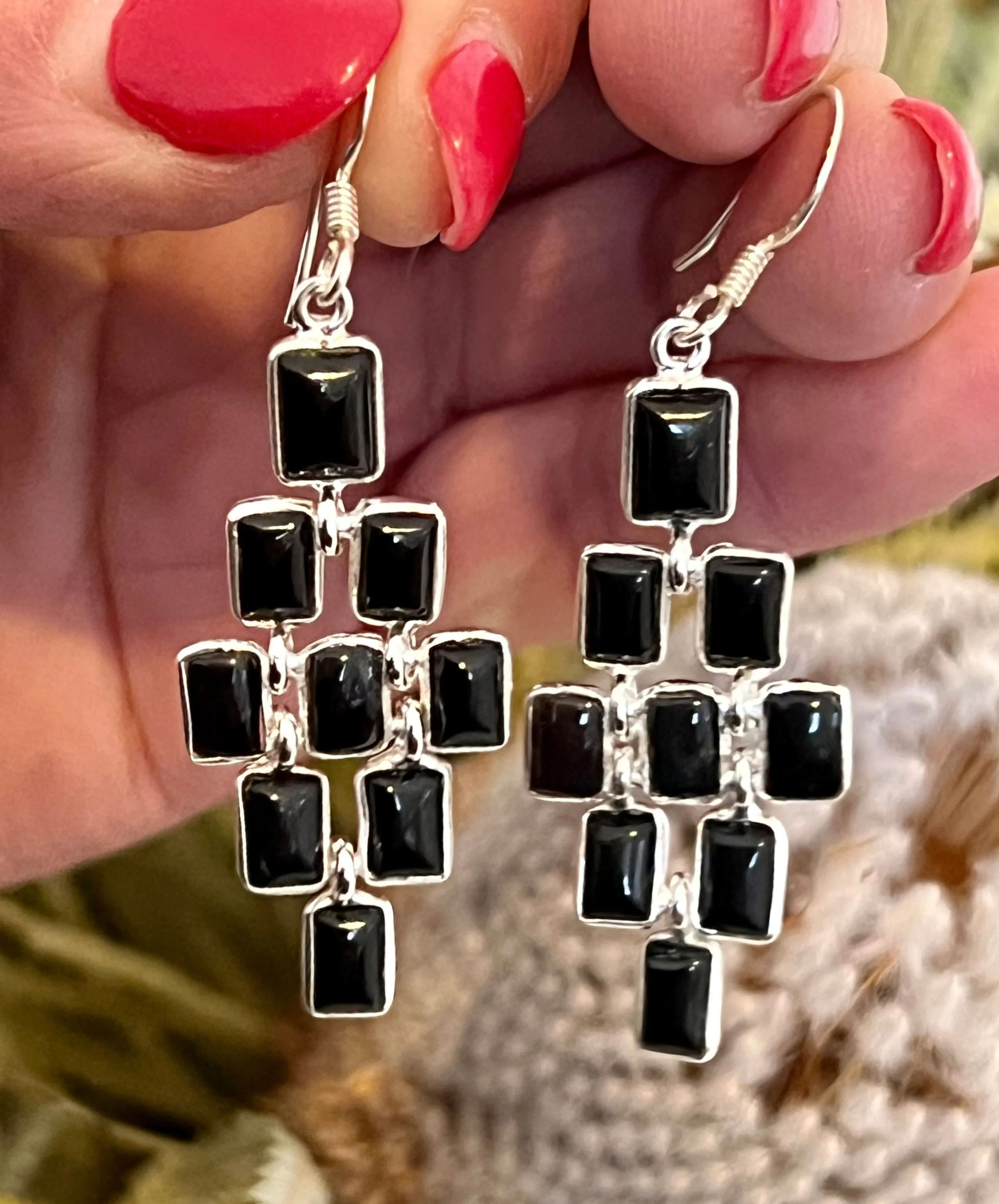 Enchanted Waterfall Black Onyx Earrings