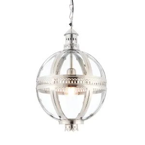 Endon 73109 Vienna 1lt Pendant Bright nickel solid brass plated & clear glass 40W E27 GLS (Required)