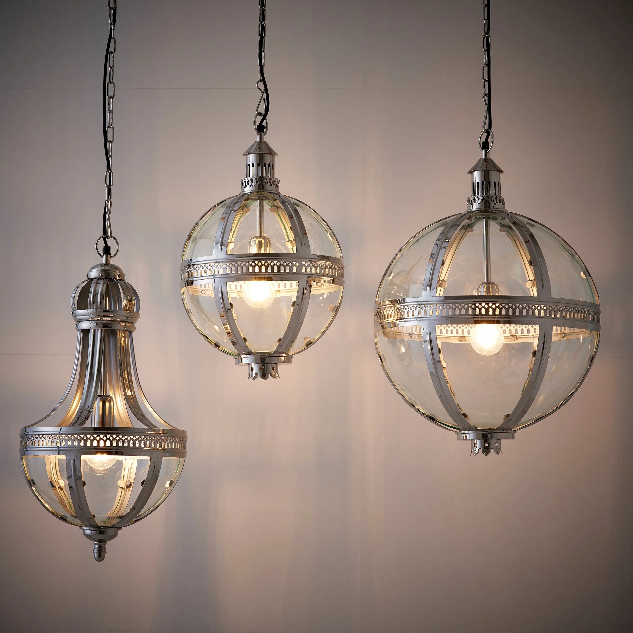 Endon 73109 Vienna 1lt Pendant Bright nickel solid brass plated & clear glass 40W E27 GLS (Required)