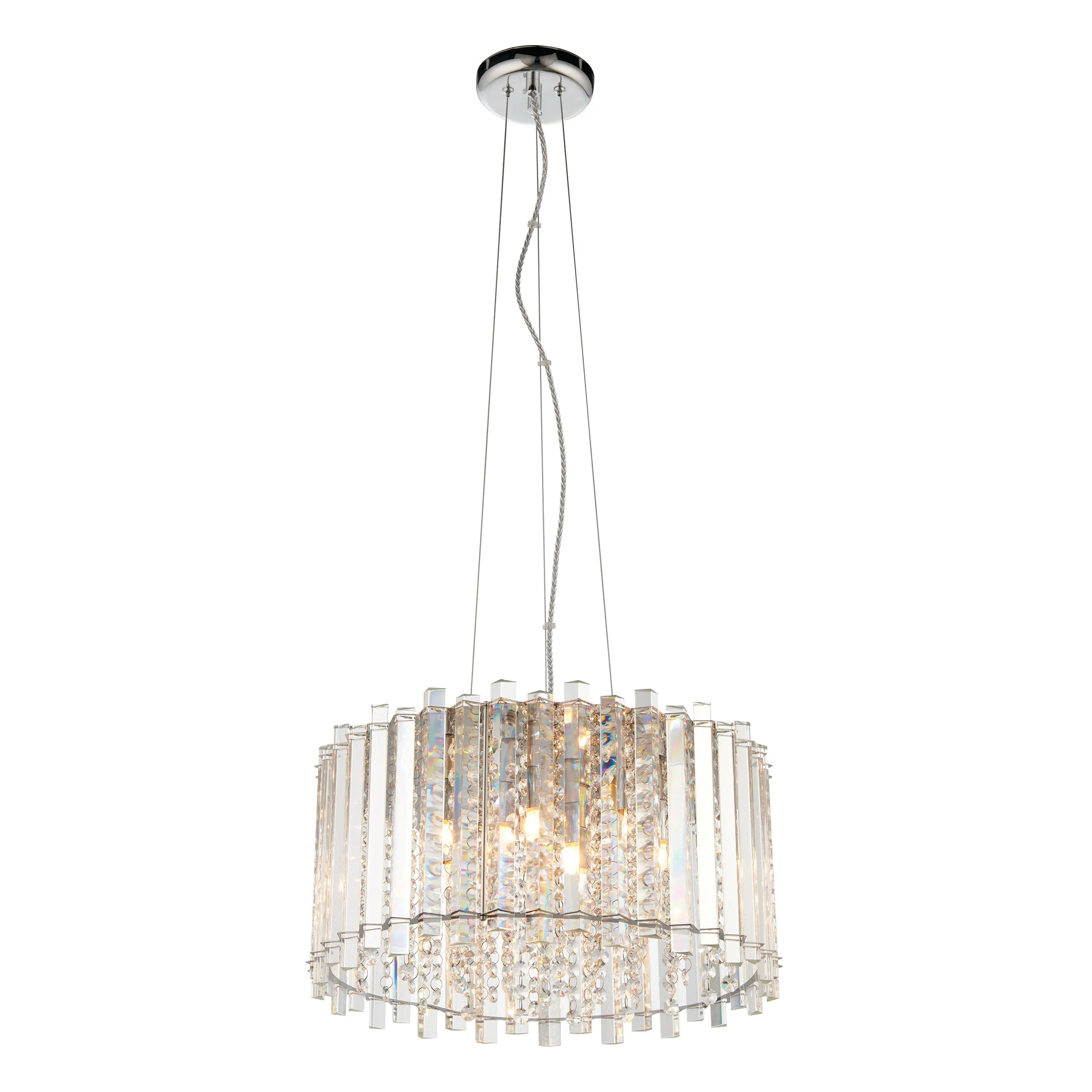 Endon 78699 Hanna 5lt Pendant Clear crystal glass & chrome plate 5 x 3W LED G9 (Required)