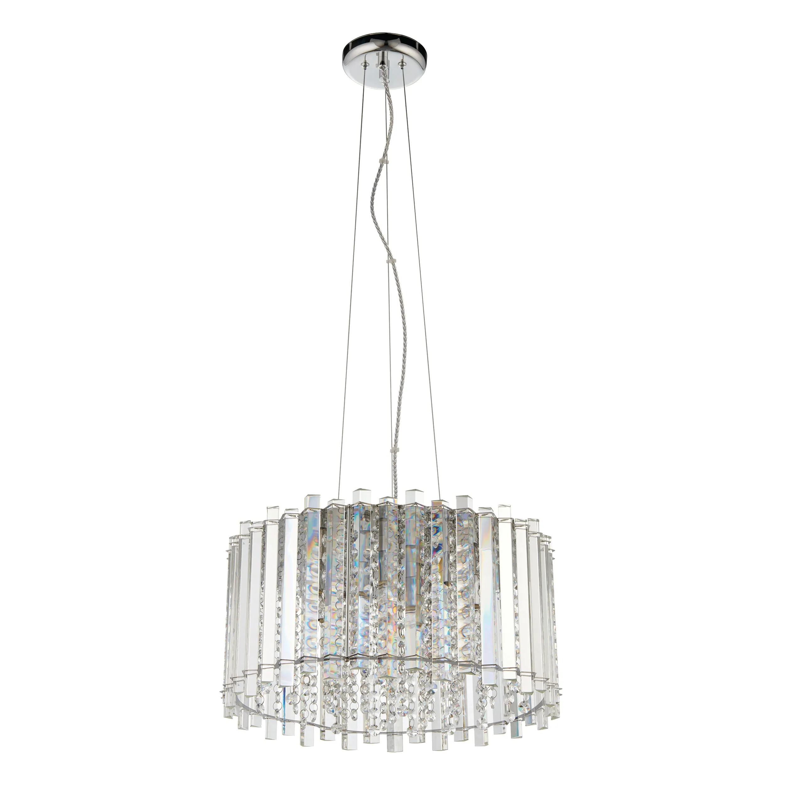 Endon 78699 Hanna 5lt Pendant Clear crystal glass & chrome plate 5 x 3W LED G9 (Required)