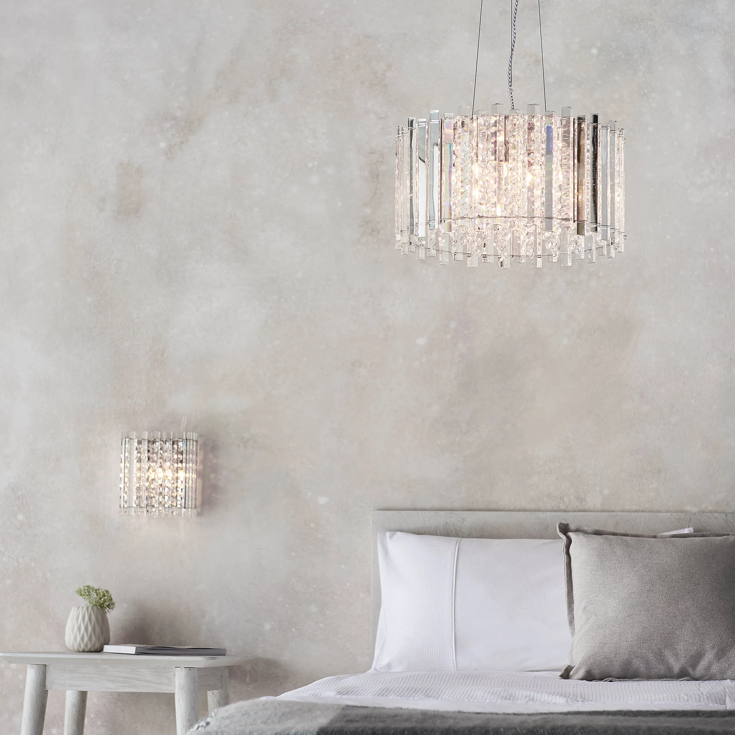 Endon 78699 Hanna 5lt Pendant Clear crystal glass & chrome plate 5 x 3W LED G9 (Required)