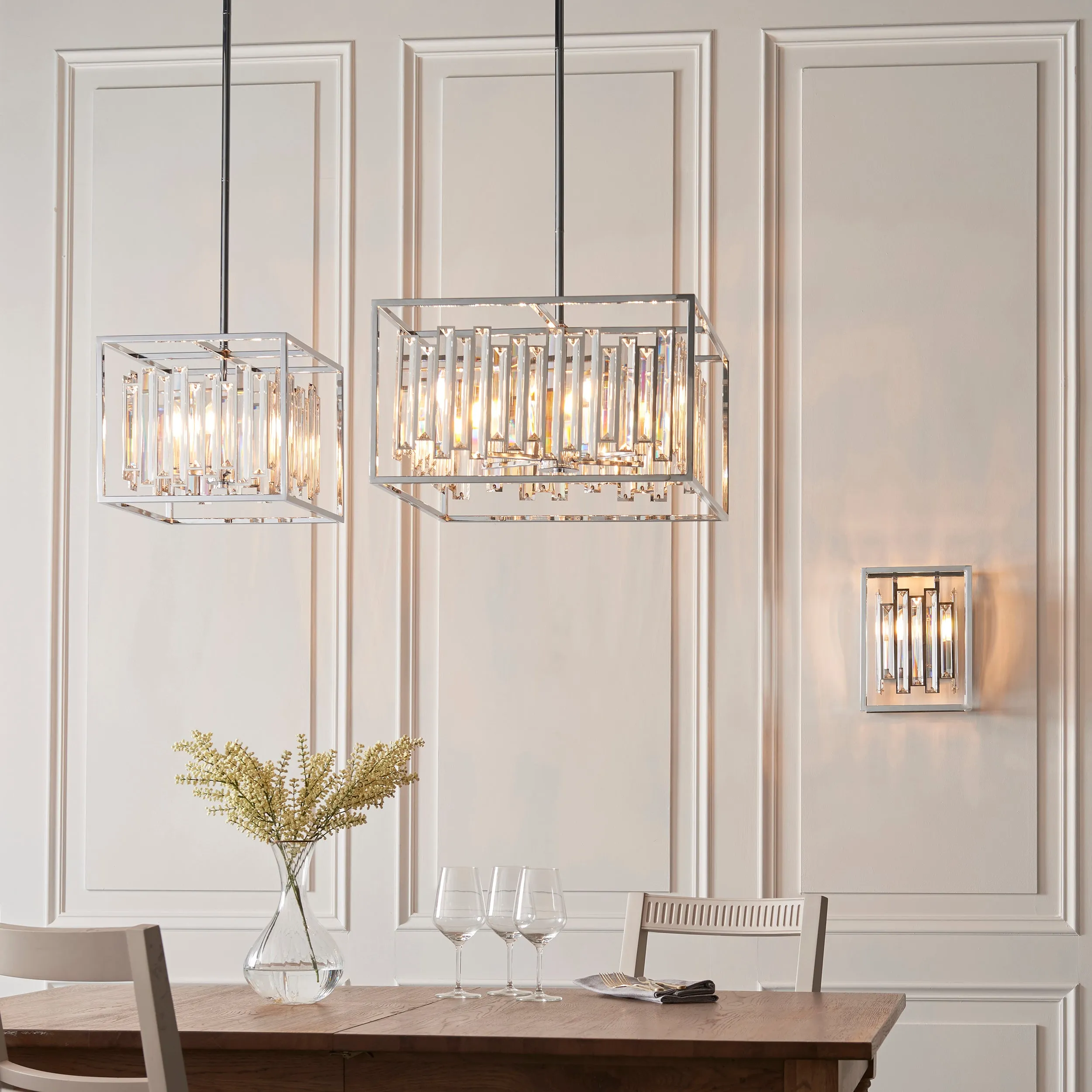 Endon 81930 Acadia 4lt Pendant Clear crystal & chrome plate 4 x 40W E14 candle (Required)