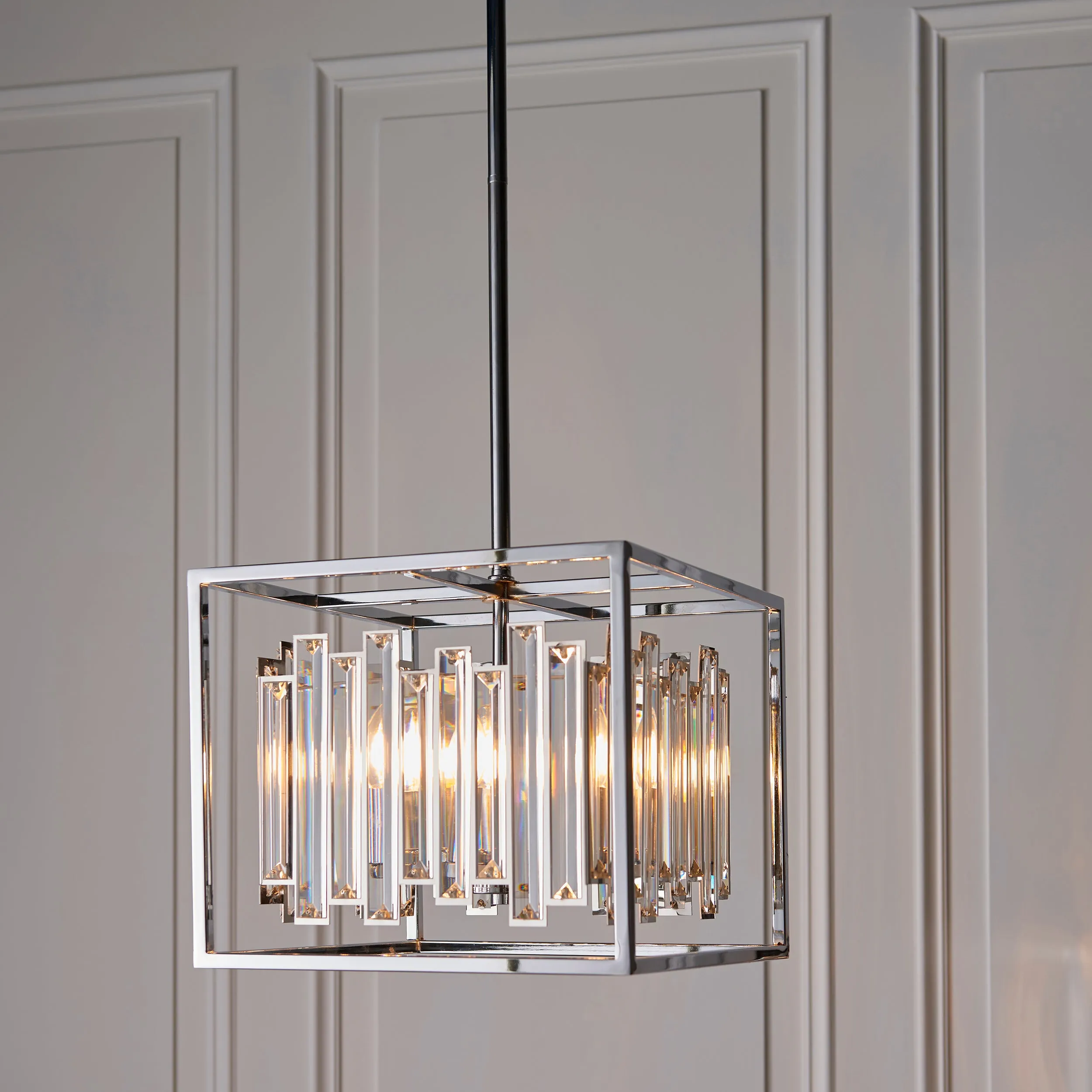 Endon 81930 Acadia 4lt Pendant Clear crystal & chrome plate 4 x 40W E14 candle (Required)