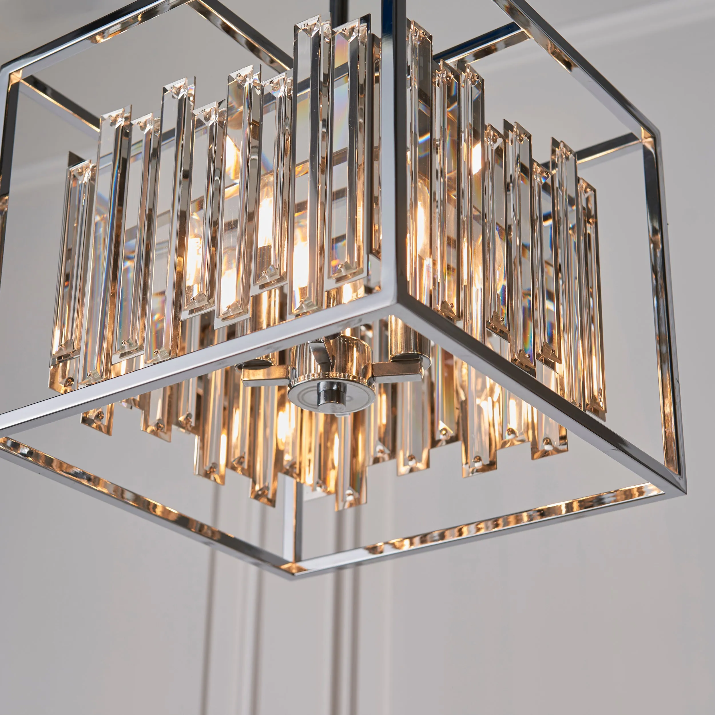 Endon 81930 Acadia 4lt Pendant Clear crystal & chrome plate 4 x 40W E14 candle (Required)