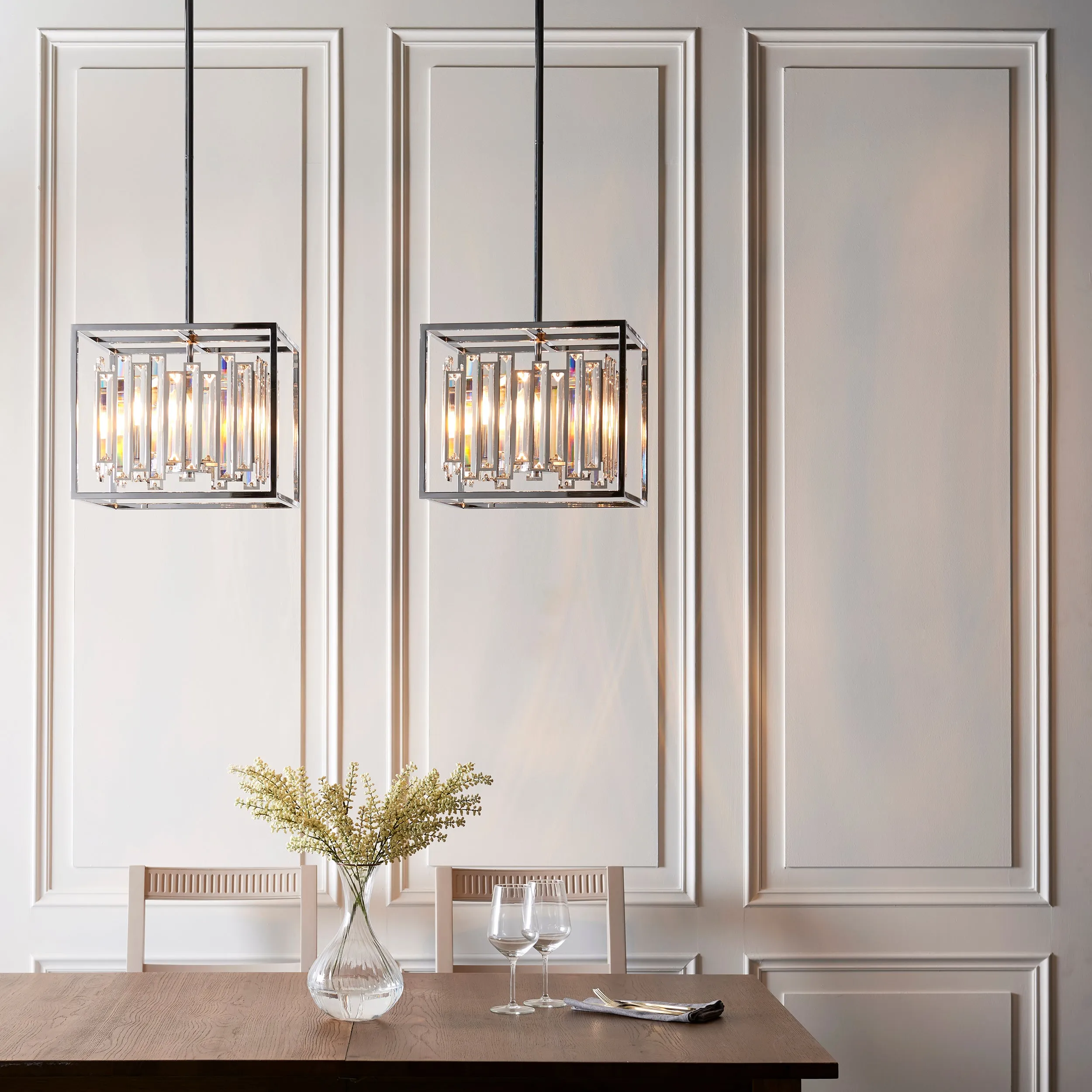 Endon 81930 Acadia 4lt Pendant Clear crystal & chrome plate 4 x 40W E14 candle (Required)