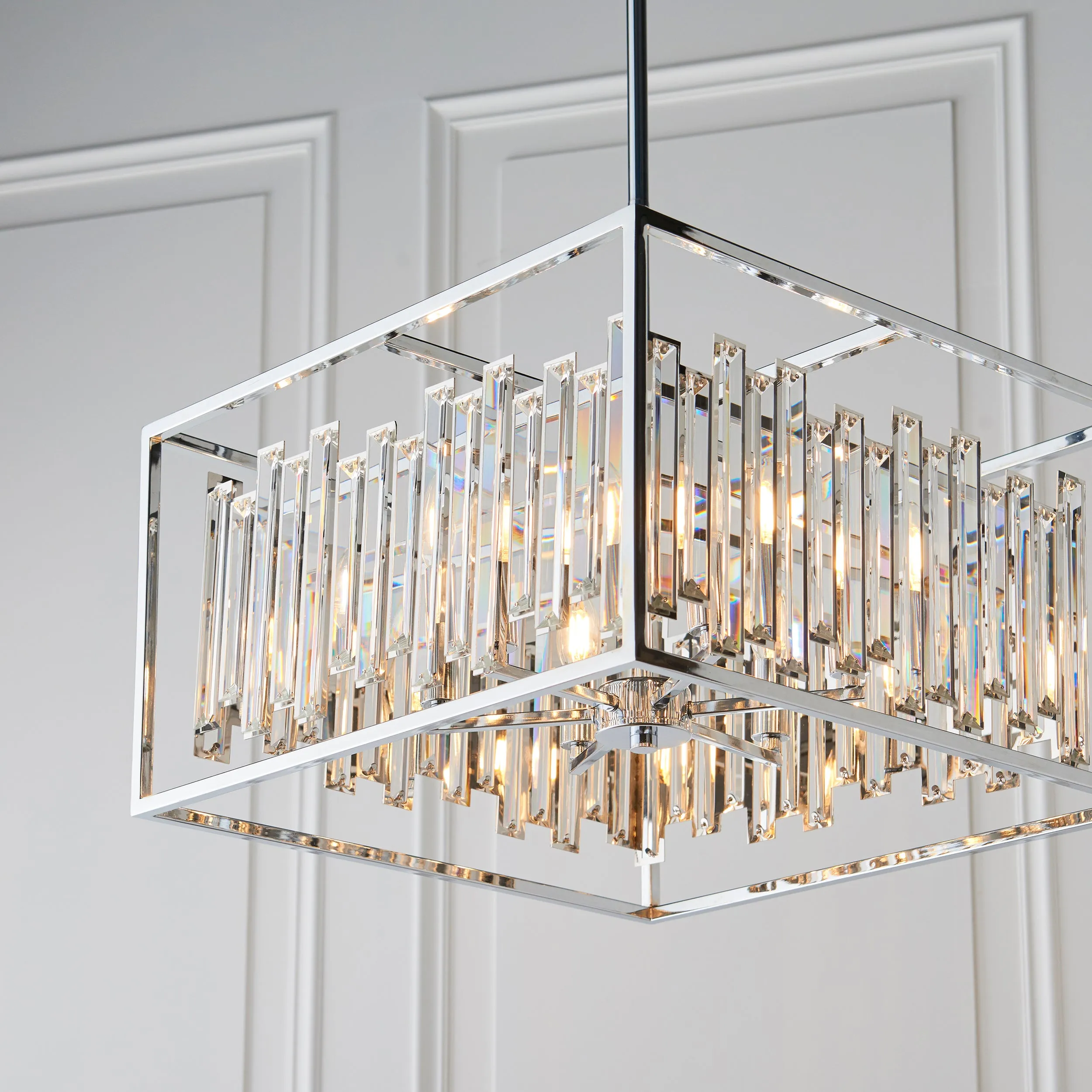 Endon 81931 Acadia 6lt Pendant Clear crystal & chrome plate 6 x 40W E14 candle (Required)