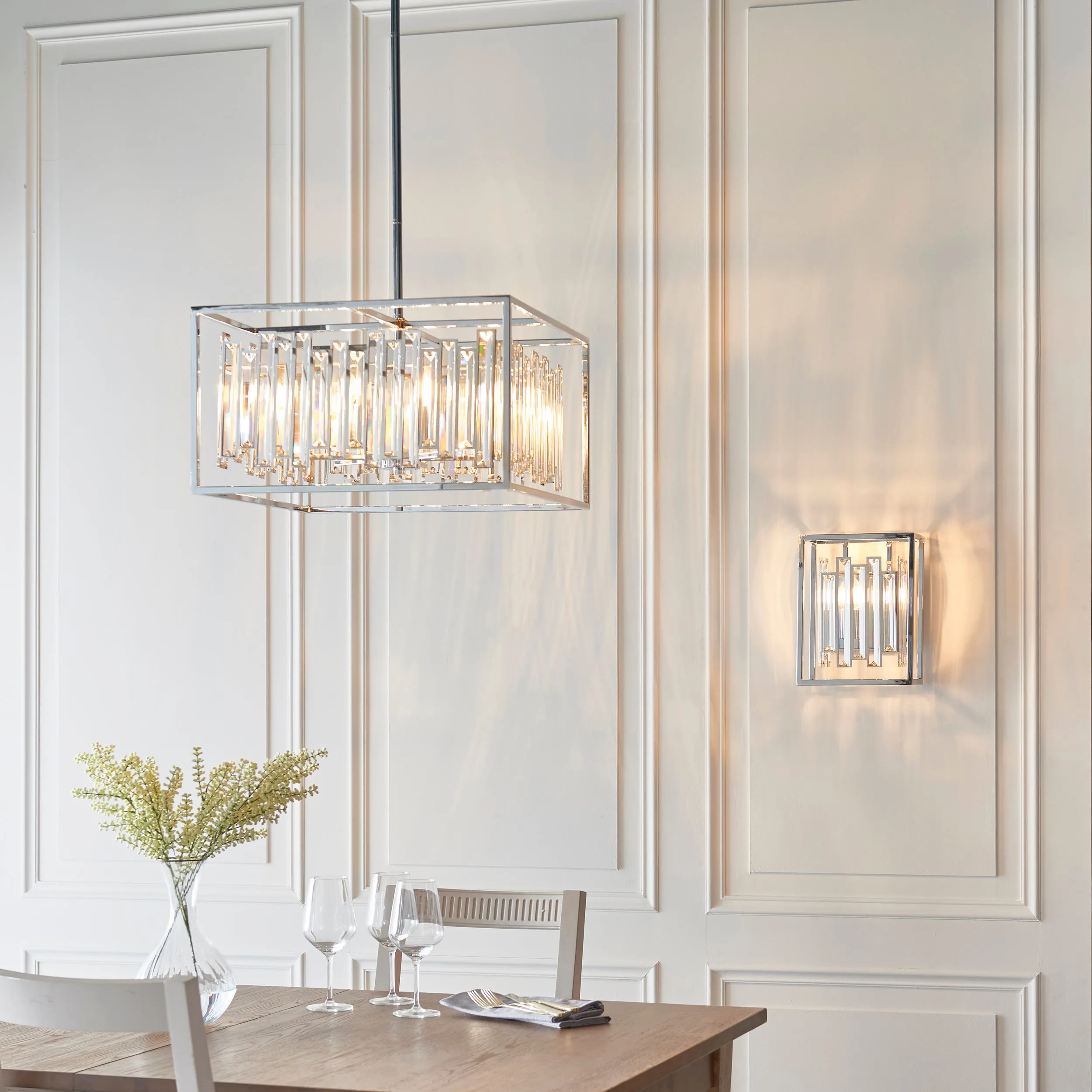 Endon 81931 Acadia 6lt Pendant Clear crystal & chrome plate 6 x 40W E14 candle (Required)