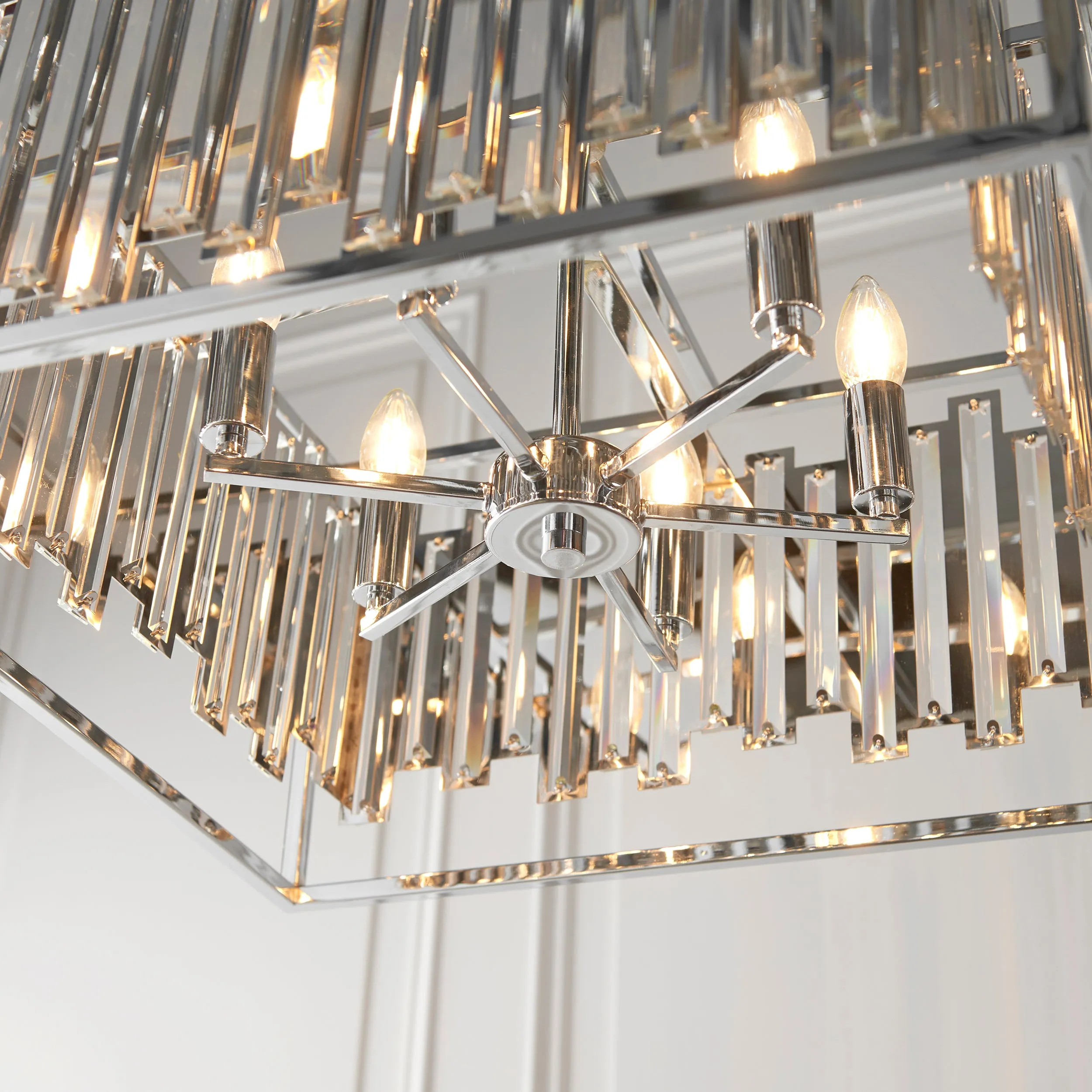 Endon 81931 Acadia 6lt Pendant Clear crystal & chrome plate 6 x 40W E14 candle (Required)