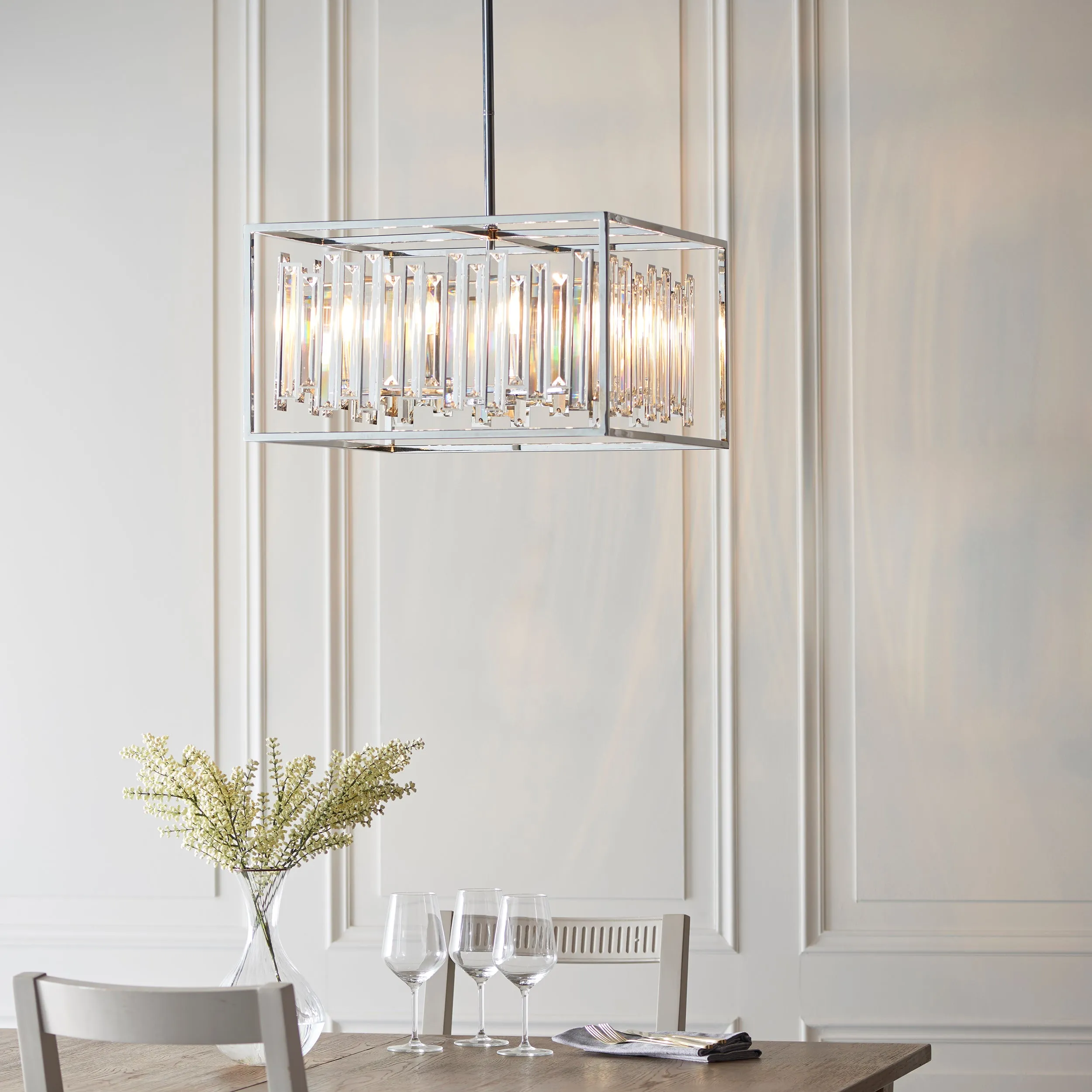 Endon 81931 Acadia 6lt Pendant Clear crystal & chrome plate 6 x 40W E14 candle (Required)