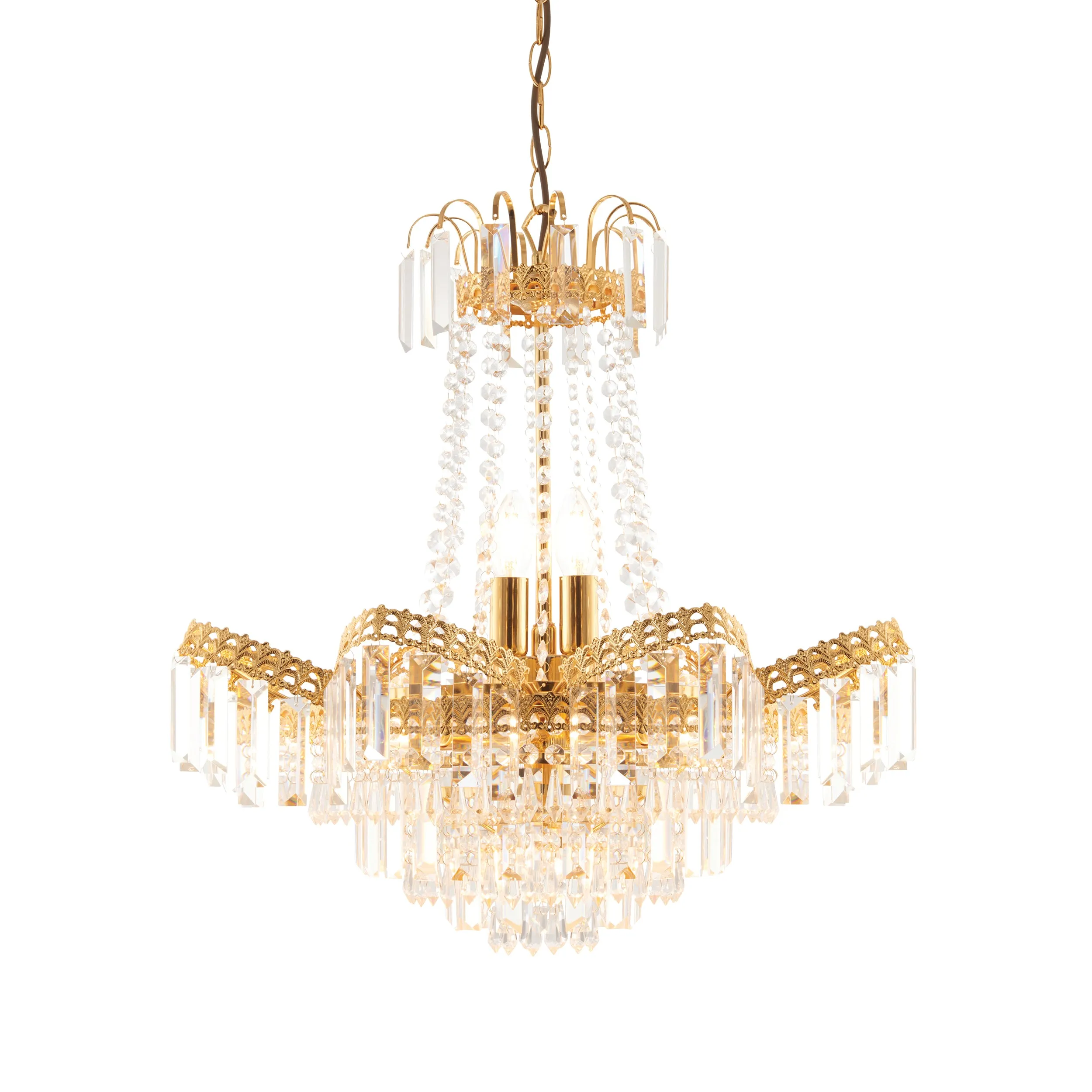 Endon 96819-GO Adagio 9lt Pendant Clear glass & gold effect plate 9 x 6W LED E14 (Required)