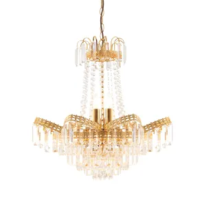 Endon 96819-GO Adagio 9lt Pendant Clear glass & gold effect plate 9 x 6W LED E14 (Required)