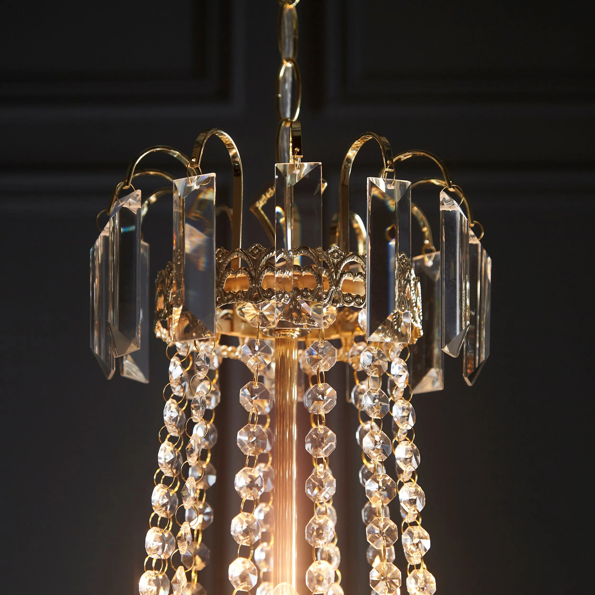Endon 96819-GO Adagio 9lt Pendant Clear glass & gold effect plate 9 x 6W LED E14 (Required)