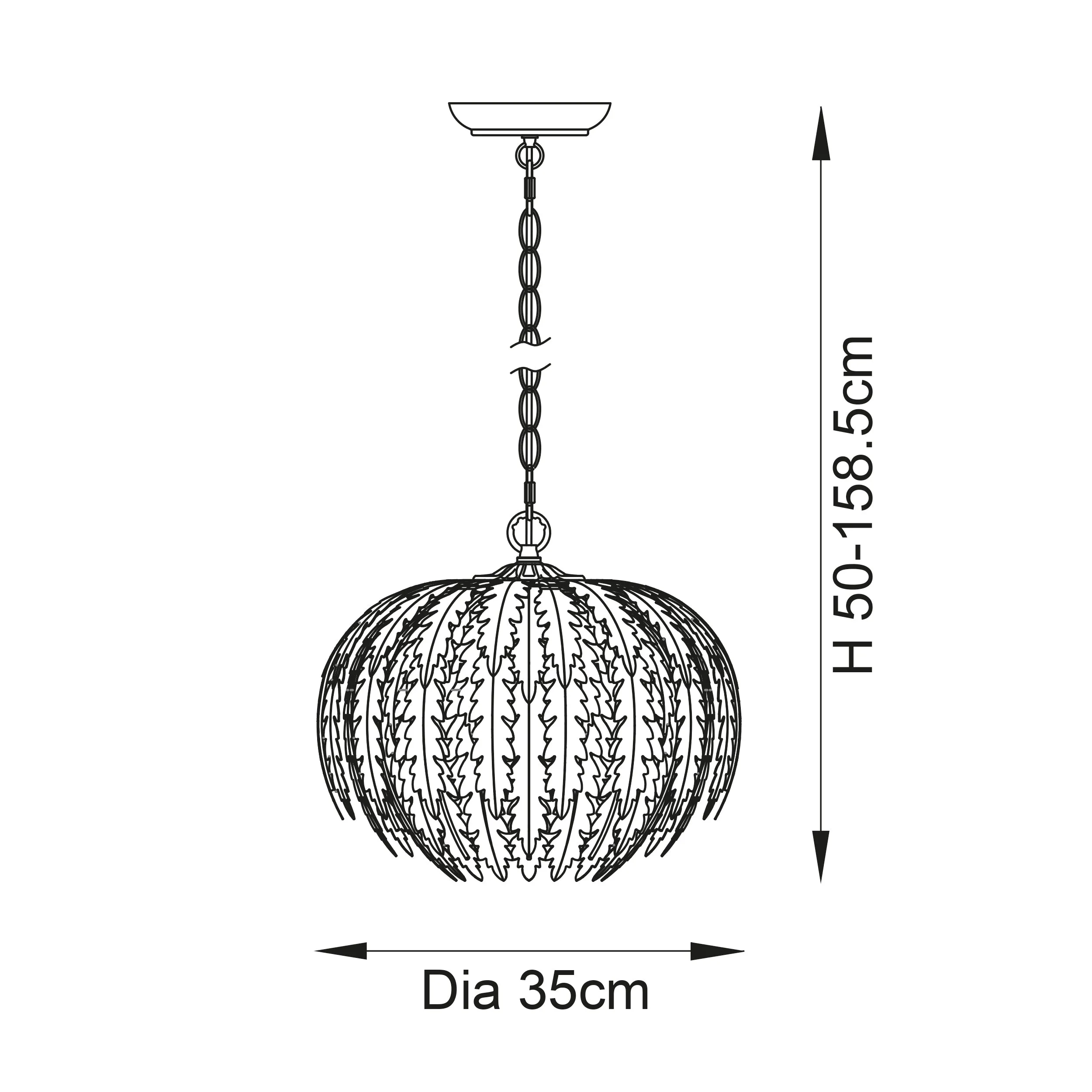 Endon 98044 Delphine 1lt Pendant Silver leaf 10W LED E27 (Required)