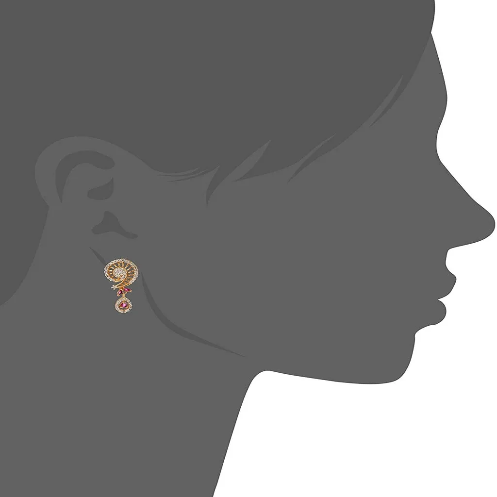 Estele - 24 KT gold plated Pendant Set with Austrian Crystals and Ruby stones for Women