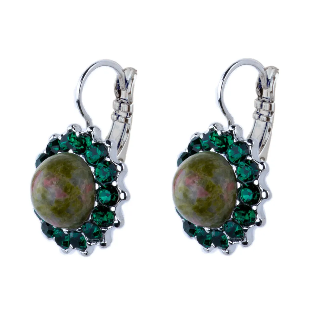 Extra Luxurious Rosette Leverback Earrings in "Deep Forest" *Custom*