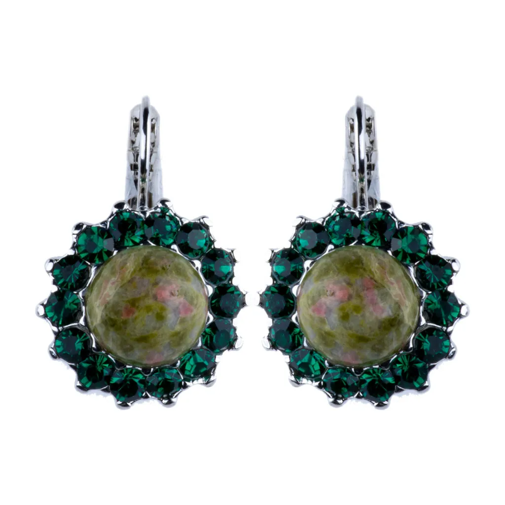 Extra Luxurious Rosette Leverback Earrings in "Deep Forest" *Custom*