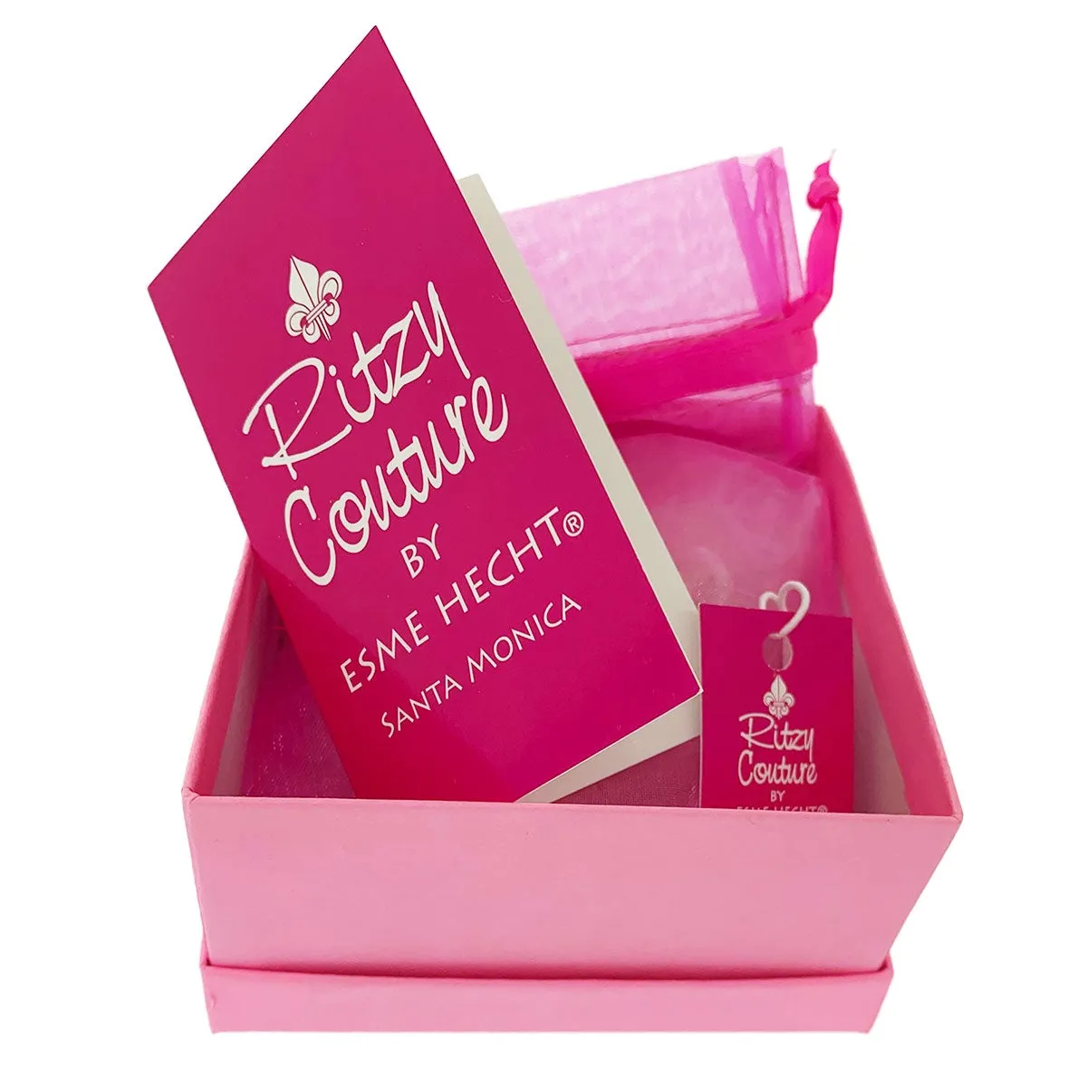 Filled With Love Valentine Hot Pink Crystal Earrings by Ritzy Couture DeLuxe - 18k Gold Plating