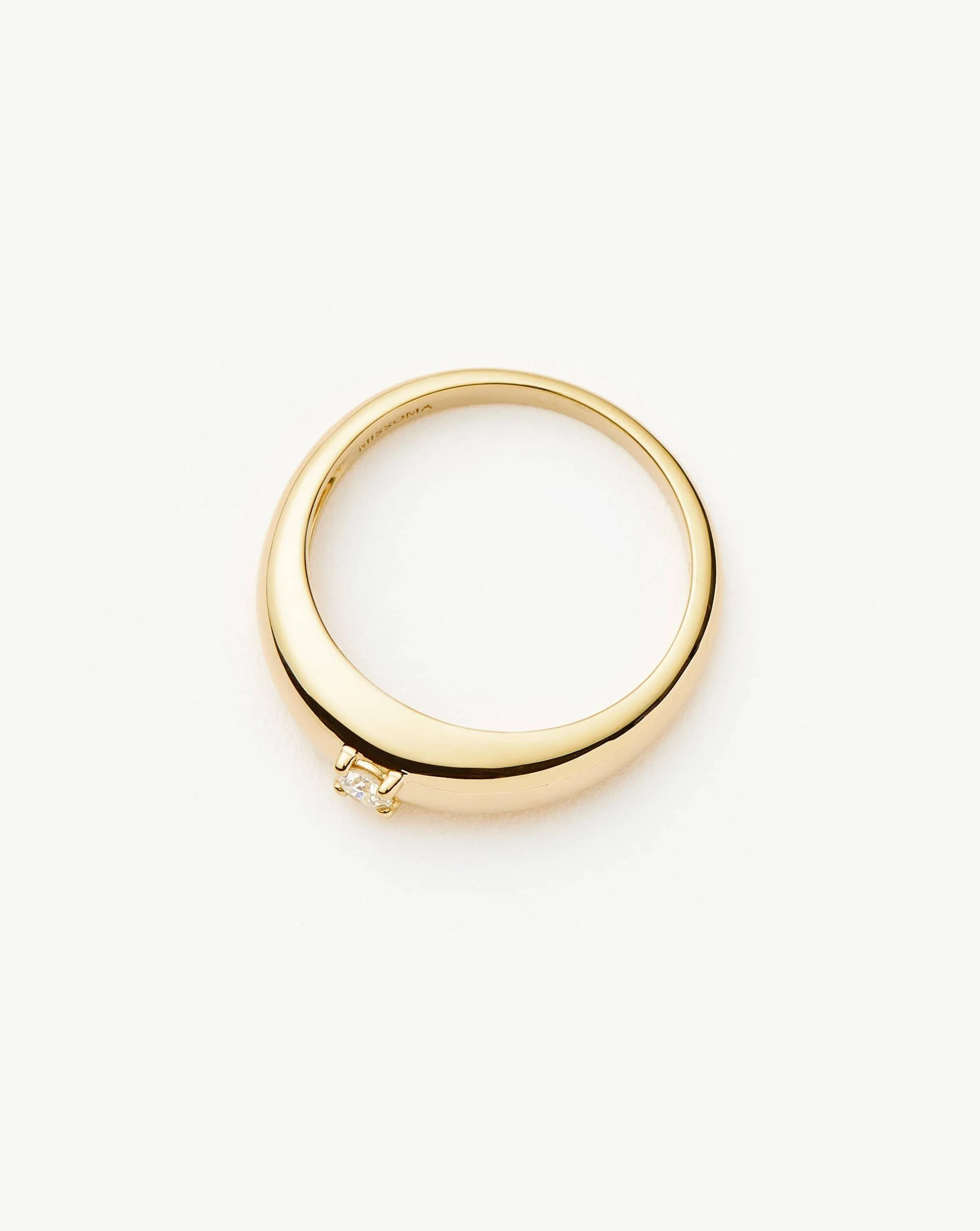 Fine Single Diamond Classic Dome Ring | 14k Solid Gold/Diamond