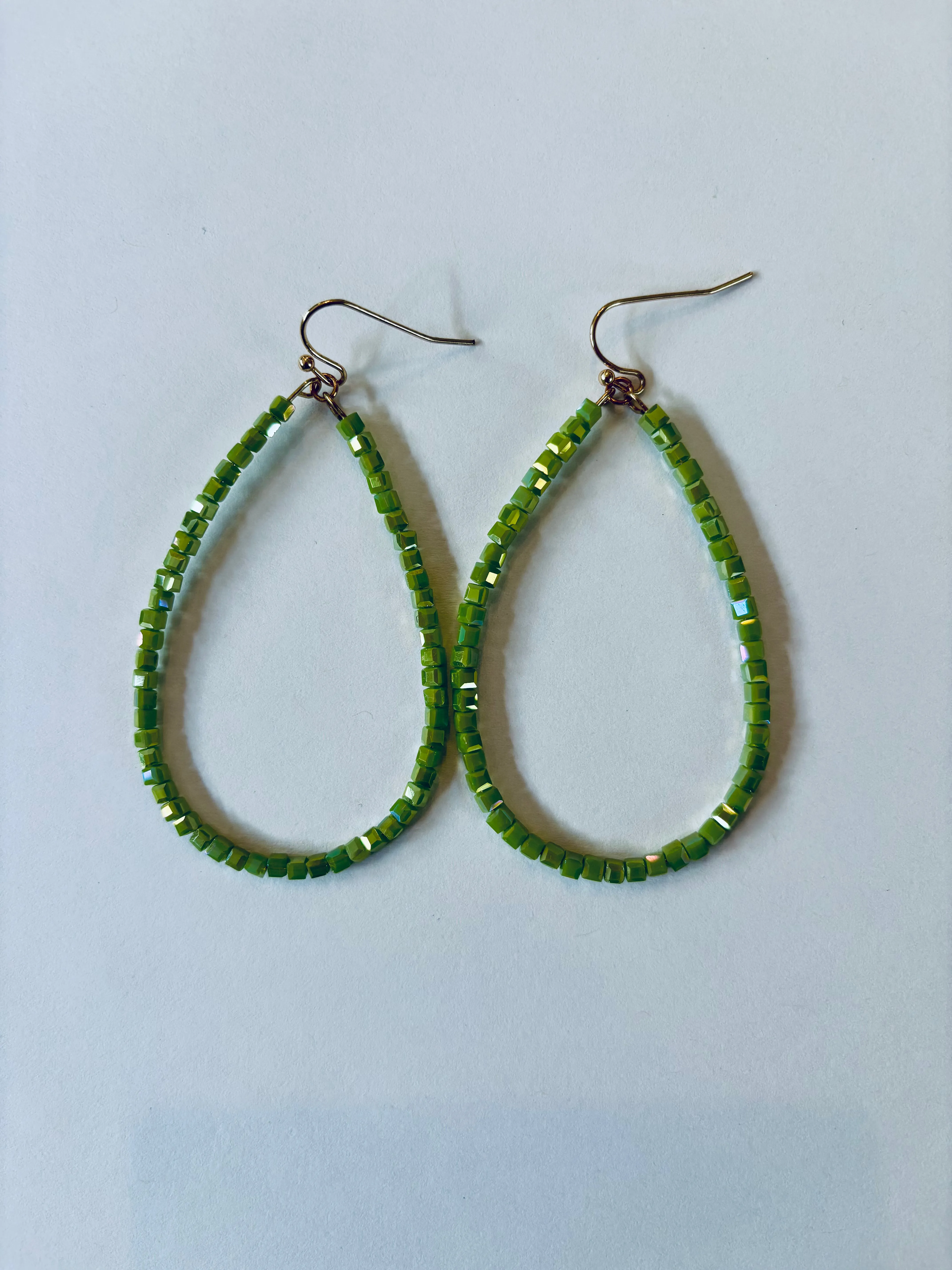 GLASS BEAD TEARDROP EARRINGS