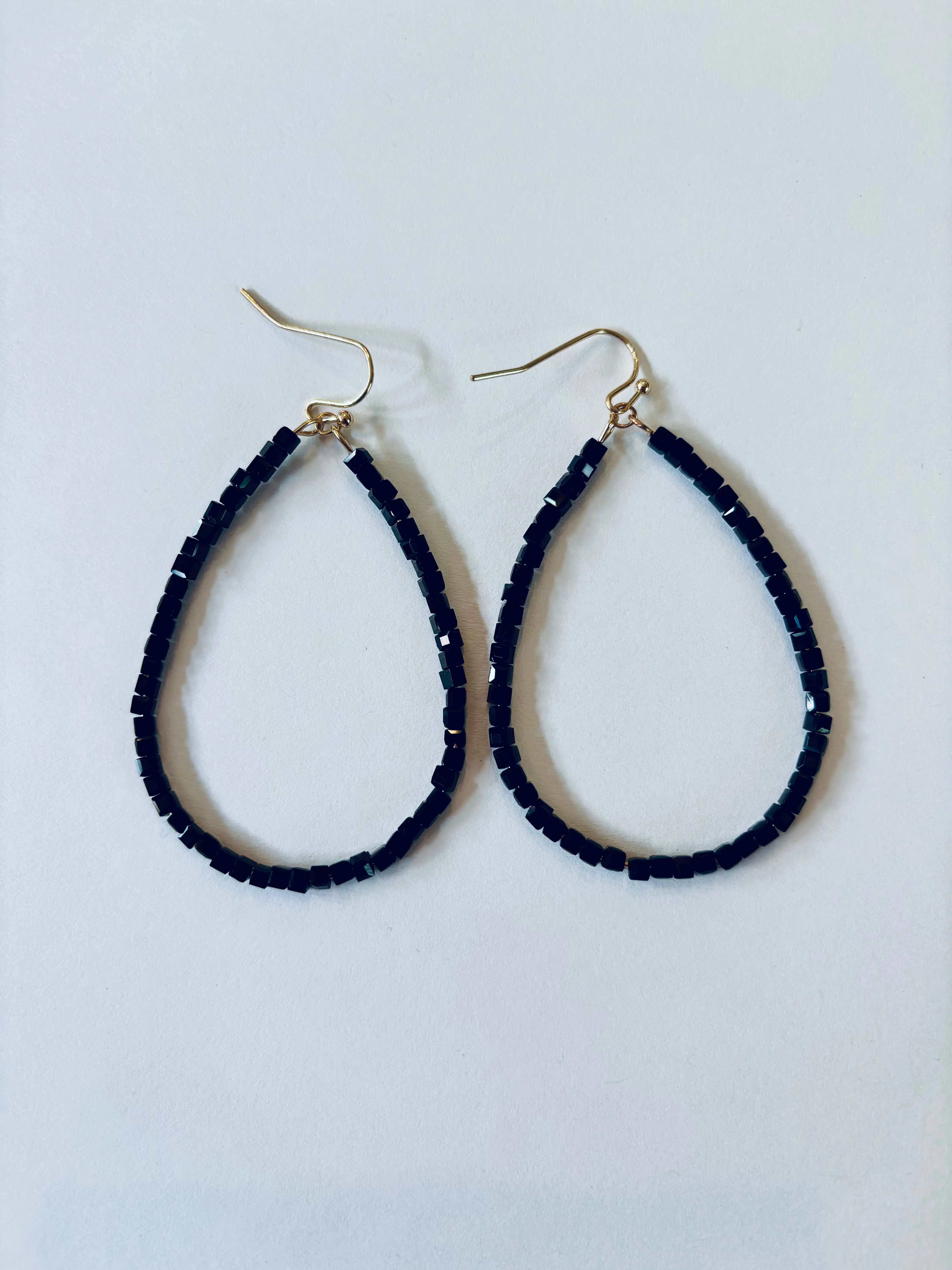 GLASS BEAD TEARDROP EARRINGS