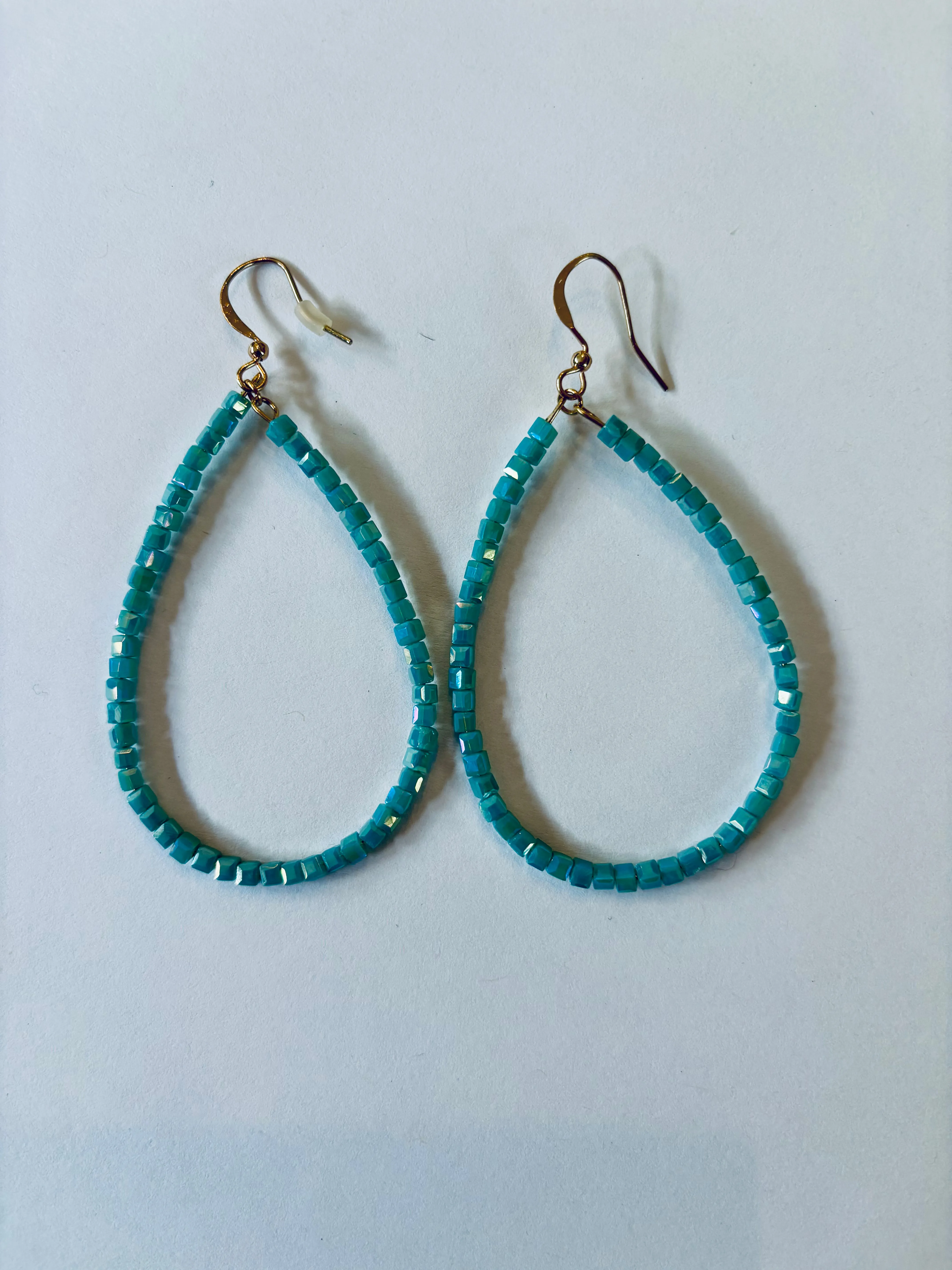 GLASS BEAD TEARDROP EARRINGS