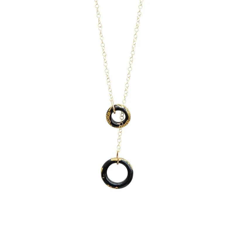 Glass Rings Lariat Necklace