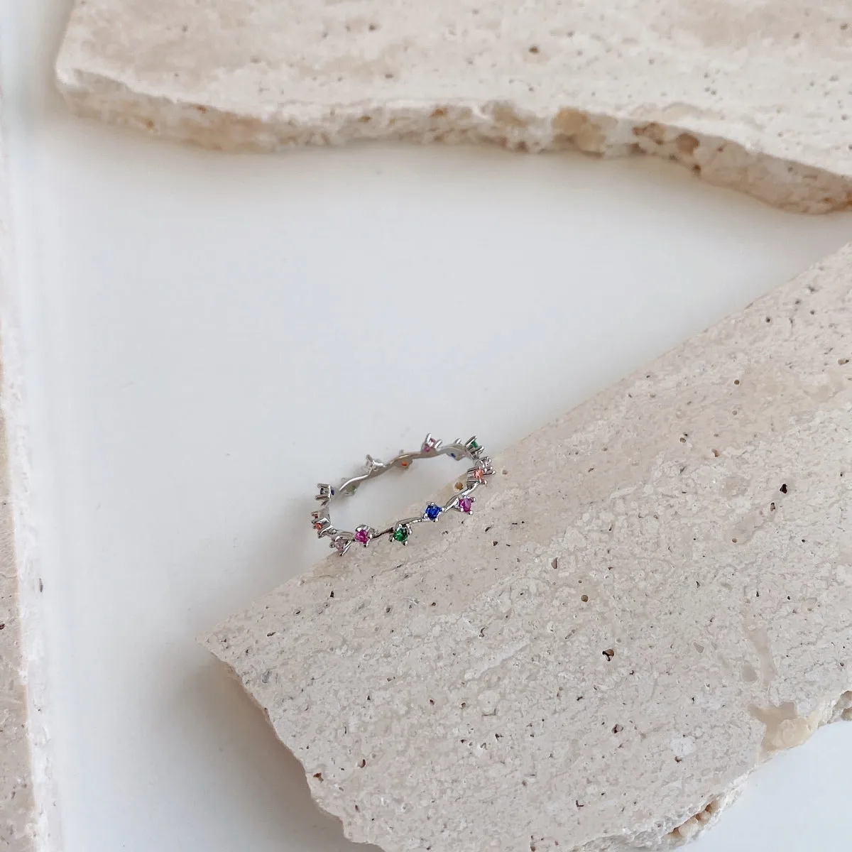 [Goodv]Radiant Colorful Round Cut Daily Ring