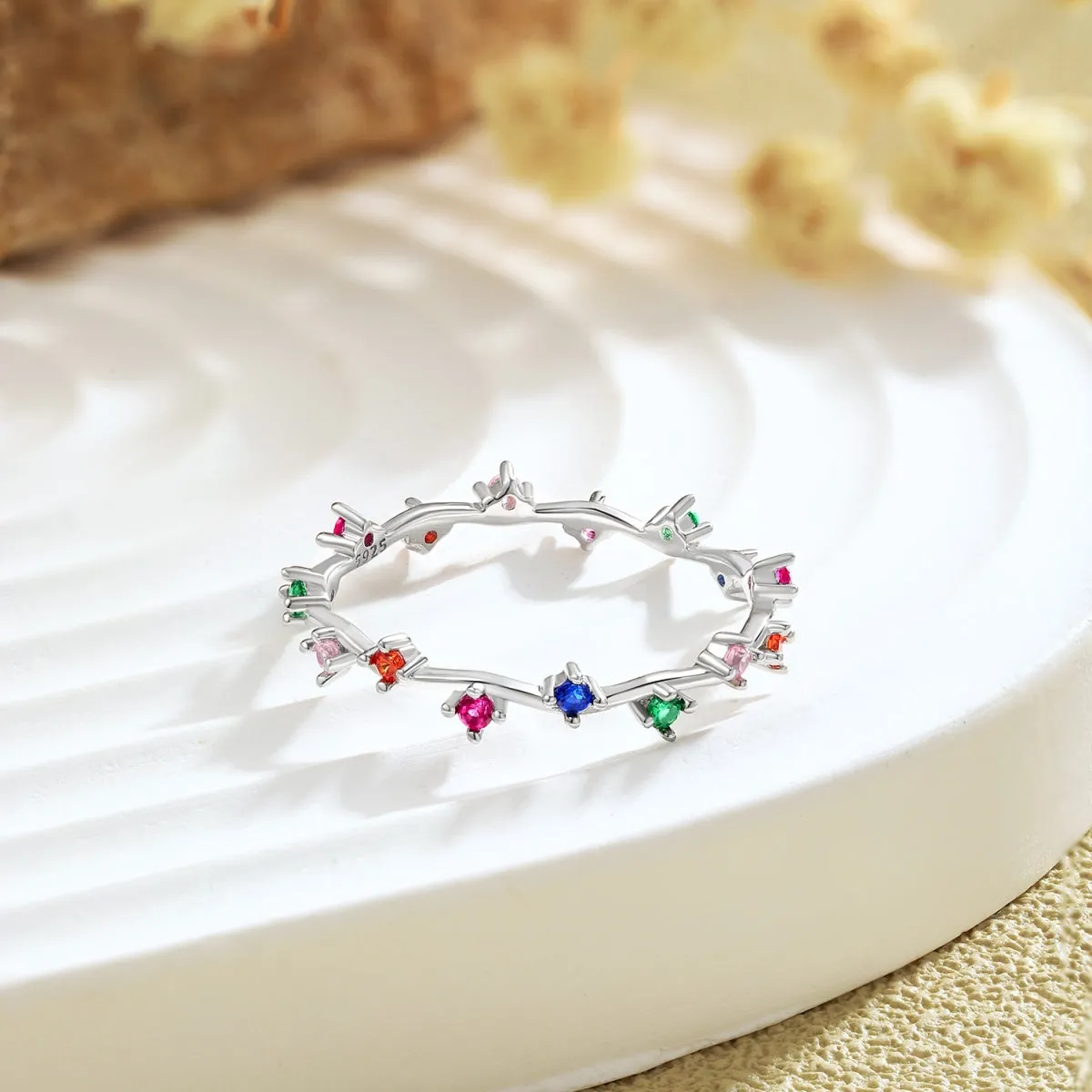 [Goodv]Radiant Colorful Round Cut Daily Ring